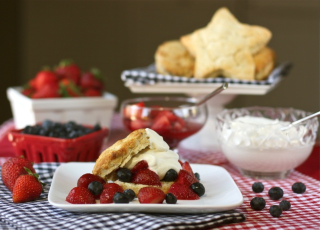 Red, White, and Blue-Berry Shortcake