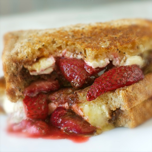 Roasted Strawberries, Nutella, and Brie Sandwich